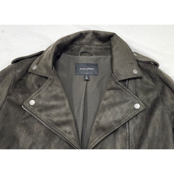 Banana Republic Faux Vegan Suede Moto Jacket Brown Medium - Picture 5 of 7